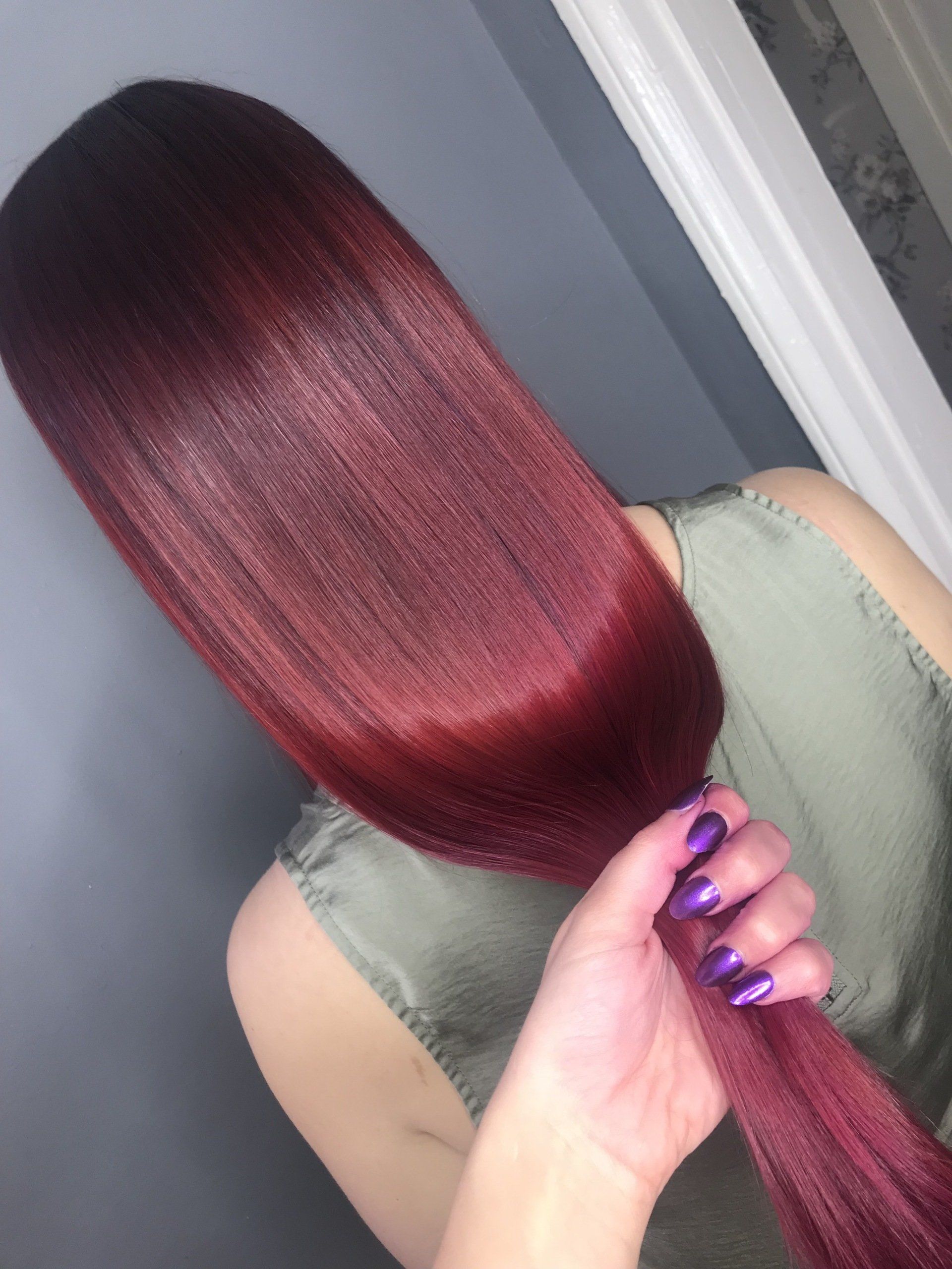 A Hevans client photographed after a colour appointment